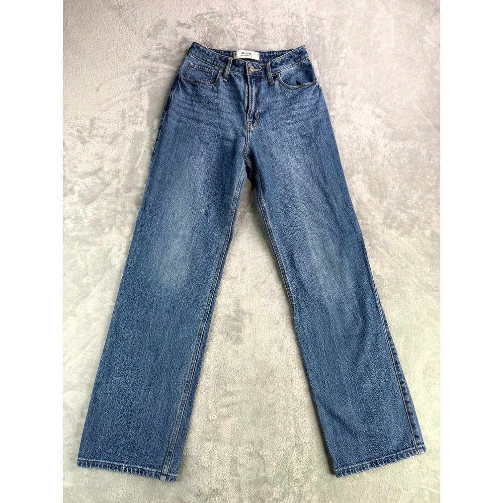 Hollister Ultra High Rise Dad Jeans Womens 2/26 Blue Denim Cotton Medium Wash